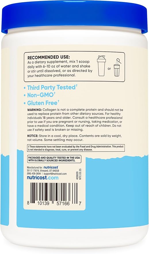 Nutricost Marine Collagen Powder Wild Caught Fish (8 oz) - 23 Servings 10 G Protein Per Serving Alaskan Wild-Caught