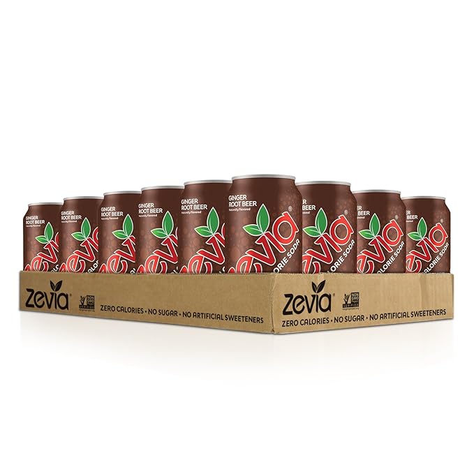 Zevia Zero Calorie Soda Variety Pack Ginger Root Beer &amp Energy Drink (36 Cans)