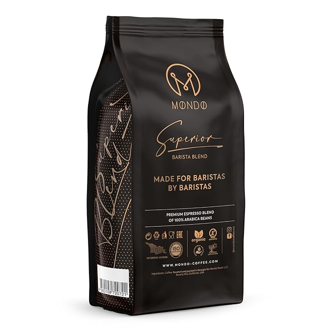 Mondo Whole Bean Coffee 2.2 lbs – USDA Organic 100% Arabica Medium Roast Superior Barista Blend Non-GMO Kosher – Small Batch Roasted for Espresso or Drip Brewing