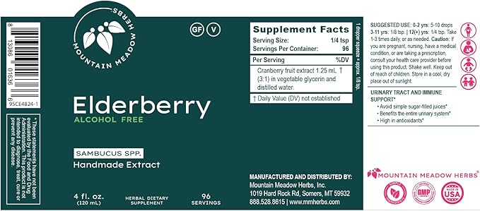 Mountain Meadow Herbs Elderberry Extract | All Natural Immune Booster | Fast-Acting Liquid Concentrate | Promotes Immune System Health | Tincture 4 oz.