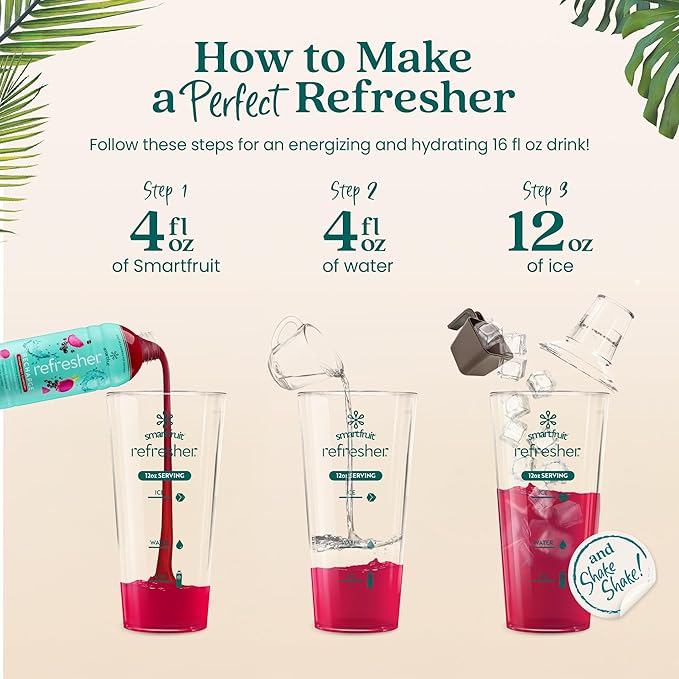 Smartfruit Recharge Refresher – Dragon Fruit Elderberry – Made with Real Fruit Juice No Added Sugar Coconut Water for Hydration Green Coffee Bean Extract for Natural Energy – 48oz Drink Mix