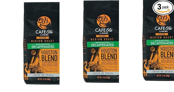 3 Pack H-E-B Cafe Olé Houston Blend Decaf Ground Coffee Medium Roast with free Russel Stover candy