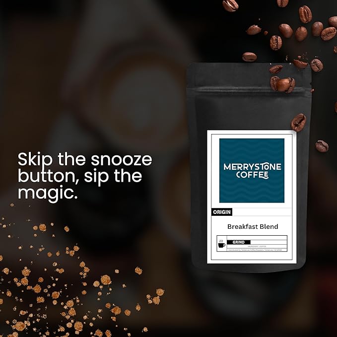 Merrystone Breakfast Blend Coffee Medium-Light Roast Roasted to Order 1 Lb Standard Grind