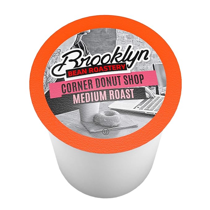 Brooklyn Beans Donut Shop Blend Coffee Pods Compatible with K Cup Brewers Including 2.0 Corner Donut Shop24 Count