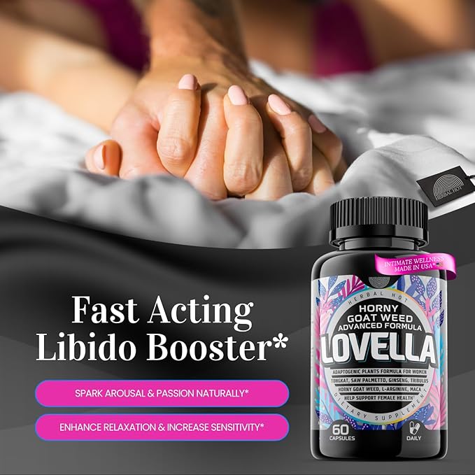 Hornygoatweed Women - Libido Booster for Women Mood Energy Fast Acting Libido Supplement w. Maca Root Female Libido Booster w. Ginseng Tribulus Hormone Balance Support Enhancer Pills - 60ct USA
