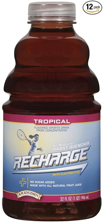 R.W. Knudsen Family Recharge Tropical Flavored Sports Beverage Mix 32 Ounce (Pack of 12)