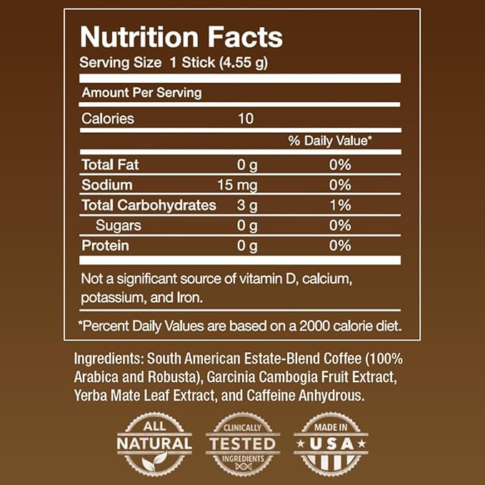 Burn + Control Instant Coffee – Smooth Arabica Blend with Garcinia &amp Yerba Mate – Supports Metabolism &amp Daily Energy – Convenient Slim-Style Coffee Mix (4 box/96 serv.)