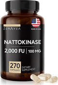 Nattokinase Supplement - 2000 FU of Enzyme - 270 Capsules of Nattokinase 100mg - Gluten Free Non-GMO Vegan