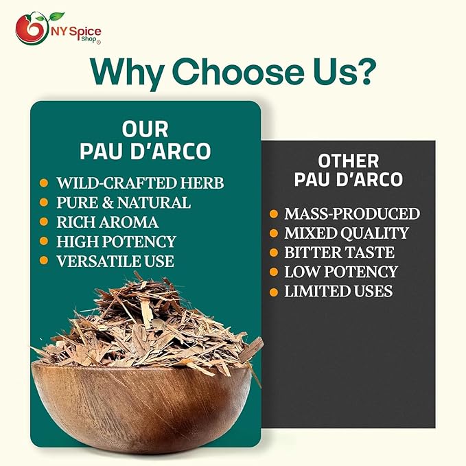 NY Spice Shop Pau D'arco/Ipe Roxo - Cut &amp Sifted - 2 Pound Pau D’arco Tea Bark - Pau D’arco Herb - Herbal Tea - Inner Bark - Natural Flavor Enhancer - Culinary Gem