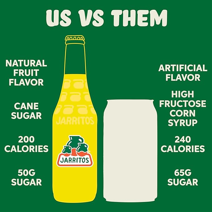 Jarritos - Mexican Soda Soft Drinks Pineapple (17.7 oz 524ml) 24 Bottles - Made with Real Cane Sugar - 0g Fat - Made in Mexico - Natural Flavor Soda Pop - Party &amp BBQ Beverages
