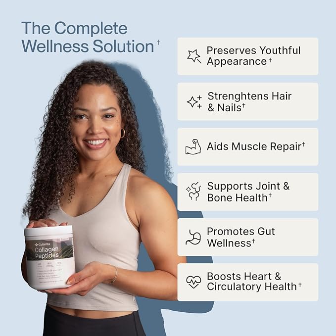 Collagen Peptides Powder Grass-Fed Pasture-Raised Hydrolyzed Collagen Powder Type I &amp III Hair Nails Skin and Joints Non-GMO Paleo &amp Keto Unflavored 16 Fl oz. 45 Servings