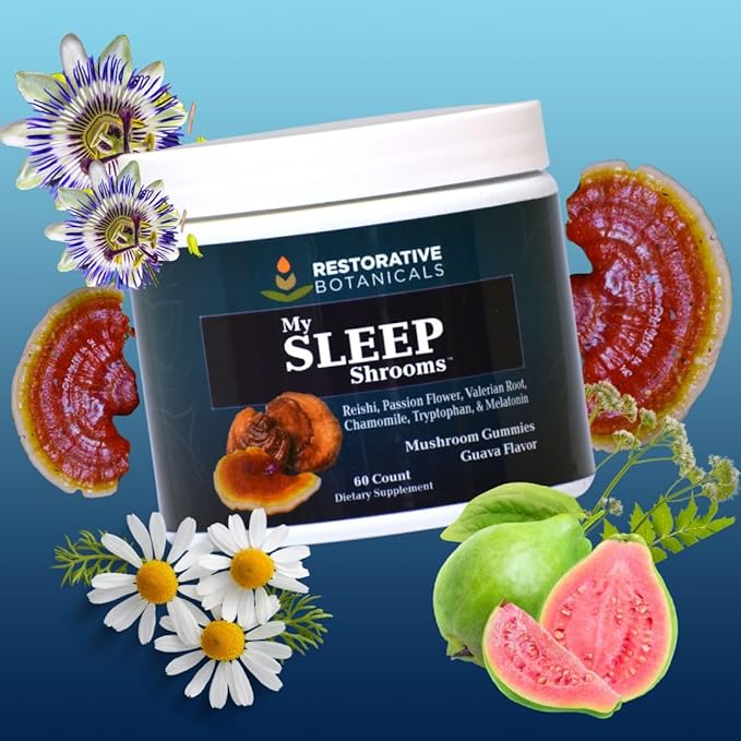 My Sleep Shrooms Reishi Passionflower Valerian Chamomile Tryptophan Melatonin Vegan