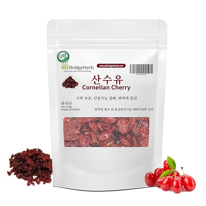 Cornelian Cherry Dogwood (Cornus officinalis) (한국산 산수유) – Authentic Korean Herbal Fruit Tea | Natural Wellness &amp Vitality Support | Traditional Medicinal Herb from Korea | 4oz/113g Dried Fruit