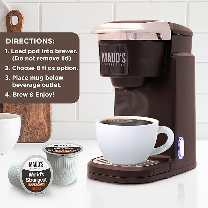 Maud's Decaf Dark Roast and Decaf Medium Roast Coffee Pods Bundle 54 ct Decaffeinated Coffee in Single Serve Pods – 100% Arabica Coffee Compatible with Keurig K Cups Maker