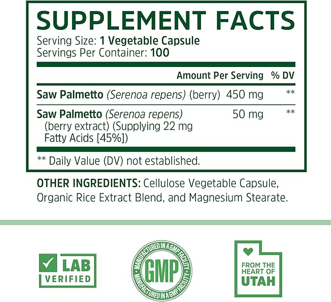 Zhou Saw Palmetto 500 mg | For Prostate Health | Healthy Urination Frequency &amp Flow | 100 Capsules