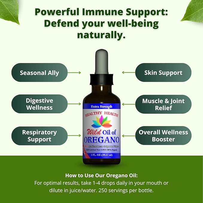 Oregano Oil - Wild Mediterranean - ECO Certified Organic Extra Strength 83% Carvacrol Liquid Immune Support Vegan Aceite de Oregano Non GMO 1 fl. OZ