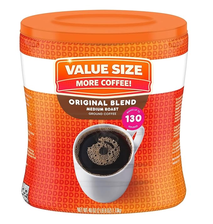 Dunkn Donut 40 oz Coffee Grounds Medium Roast Original Blend 130 Servings (40 oz)