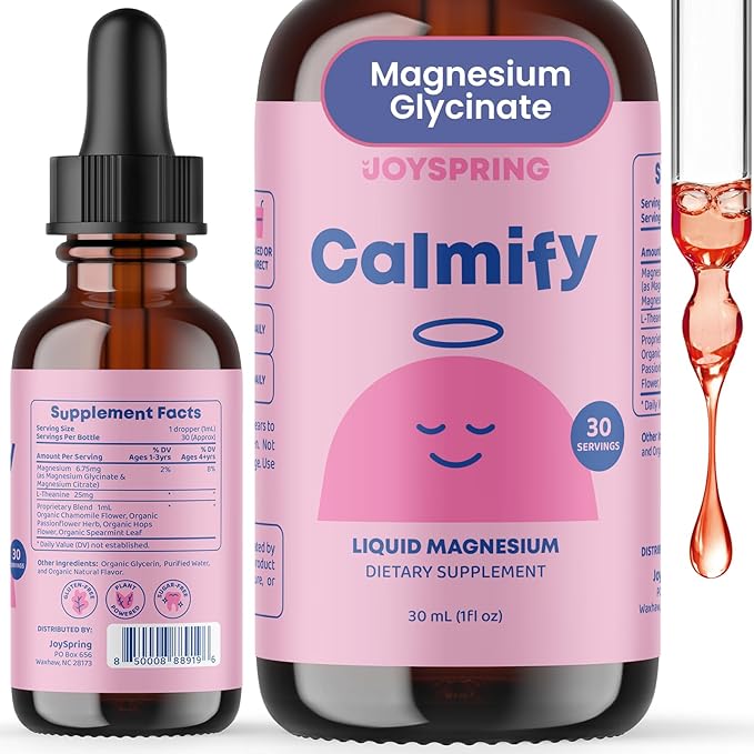 JoySpring SleepBerry Liquid Melatonin Magnesium Citrate &amp Glycinate Drops and Mood Saffron Pixie Stick for Kids