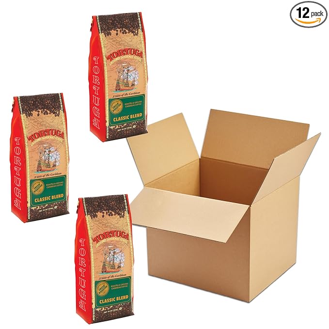 TORTUGA Coffee Caribbean Classic Blend Medium Roast Ground Coffee - Smooth and Balanced 10oz Bag (12 Pack)