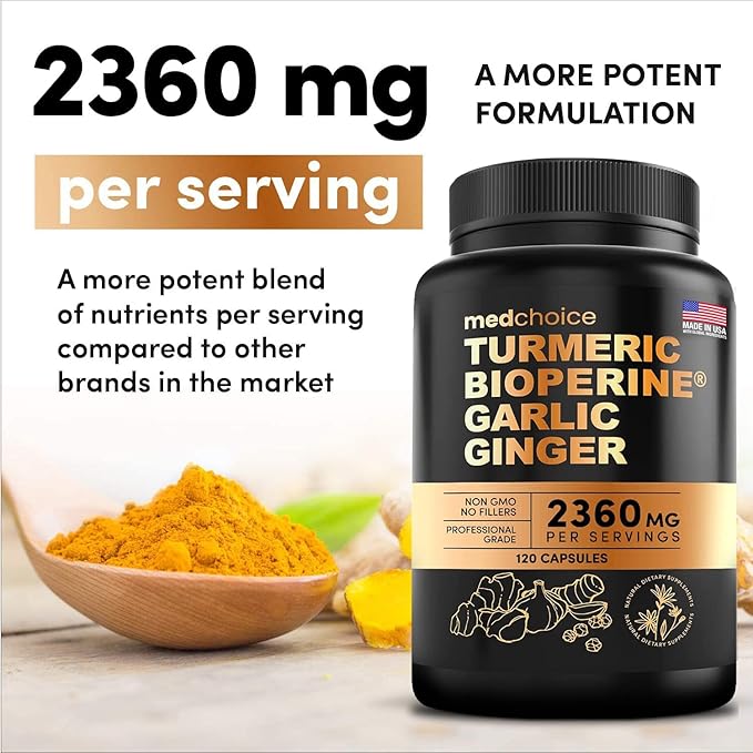 MEDCHOICE Turmeric &amp Ginger (120ct) Sleep Melatonin (180ct) and Nootropic Brain (120ct) Supplement Bundle - Wellness Trio for Brain Sleep &amp Immune Support - Vegan Non-GMO Gluten-Free