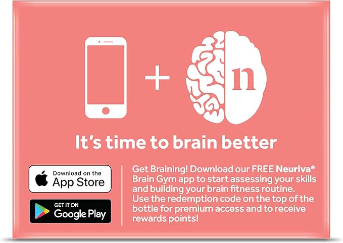 NEURIVA Original Brain Supplement for Memory Focus &amp Concentration + Learning &amp Accuracy with Clinically Tested Nootropics Phosphatidylserine and Neurofactor Caffeine Free 30ct Capsules