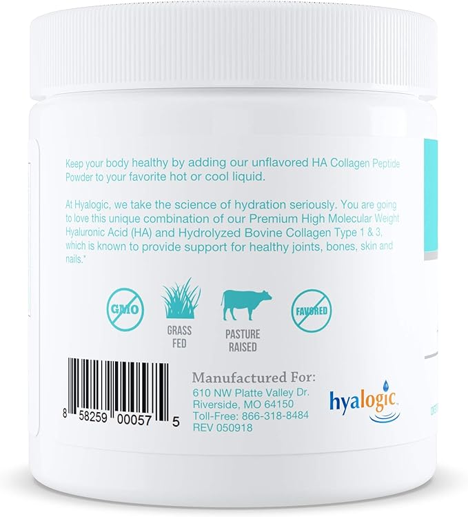 HA Professionals –Collagen Powder Supplement for Skin &amp Joints Hyaluronic Acid + Zinc + Copper + Vitamins B6 B12 &amp C - Hydrolyzed Bovine Collagen Types 1 &amp 3 Unflavored Easy Mix - 6.4