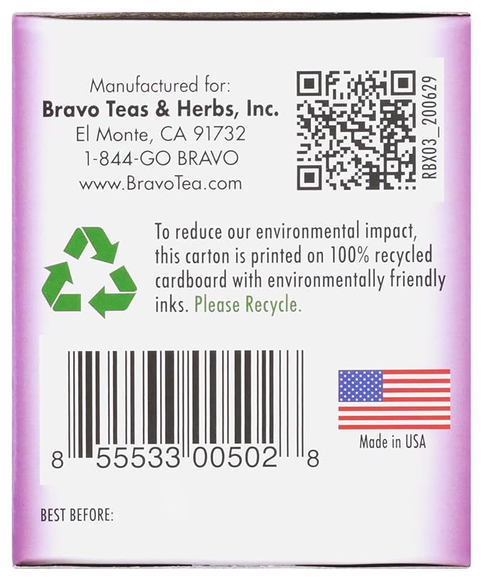 Bravo Tea Cholesterol Health Herbal Tea Naturally Caffeine Free Vegan Friendly Gluten Free &amp Non-GMO 20 Tea Bags (Pack of 6)