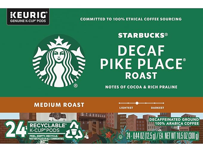 Starbucks Decaf Pike Place Roast K Cups 72 Count (3 boxes of 24 K-Cups)