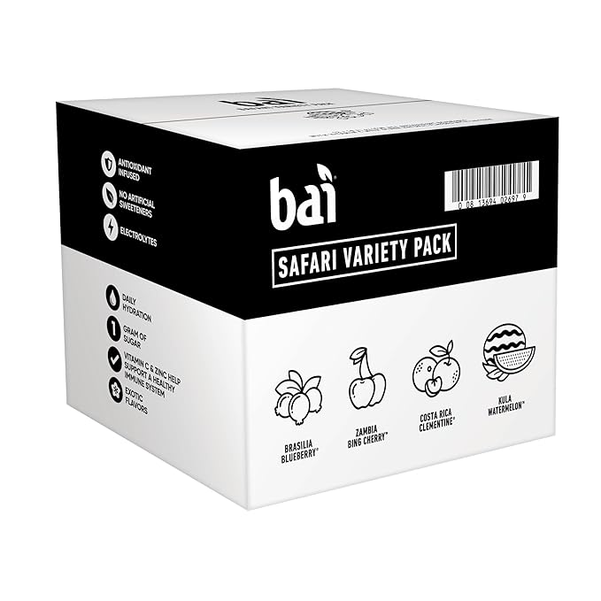 Bai Flavors Variety Pack Antioxidant Infused Water Beverage with Vitamin C and No Artificial Sweeteners 18 fl oz bottles 12 pack | Antioxidant Infused with Vitamin C