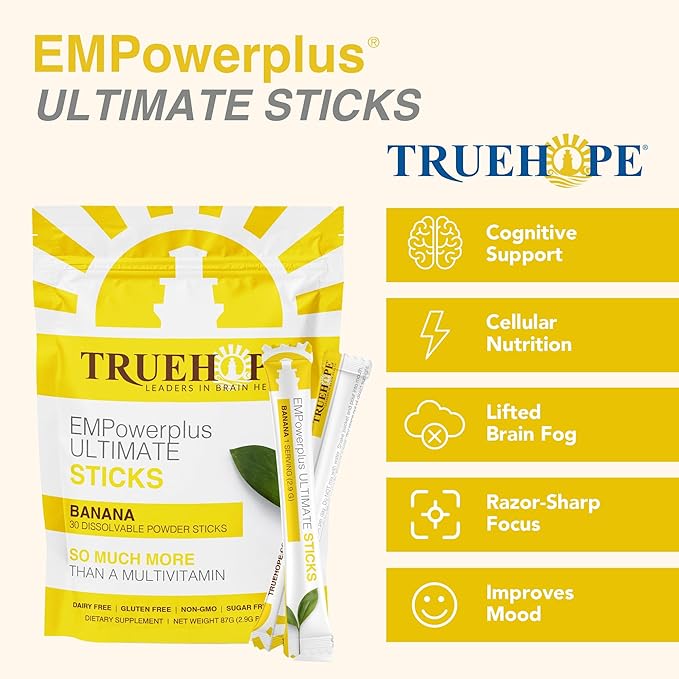 Multivitamin Nootropic Pouches with Inositol - Once-Per-Day EMPowerplus Ultimate Sticks - 30 Count (Banana)