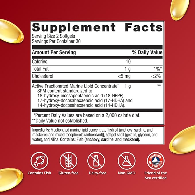 Metagenics SPM Active - Specialized Pro-Resolving Mediators from Marine Oils - Supports Normal Inflammatory Response Tissue Health Joint Comfort Immune Health - Non-GMO &amp Gluten-Free - 60 Softg