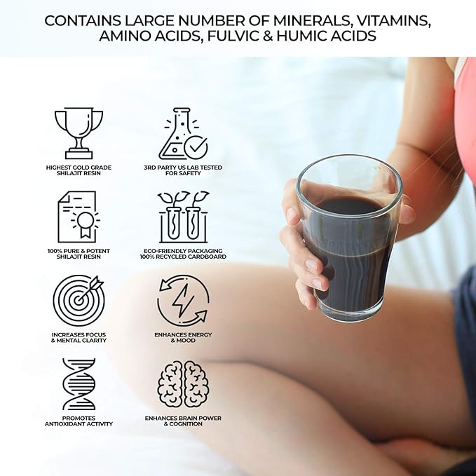 NATURAL SHILAJIT Resin (20g) – Genuine Altai Shilajit for Men &amp Women DBP-Verified Bioactive Complex Trace Minerals &amp Fulvic Compounds Lab Tested Pure Resin Supplement