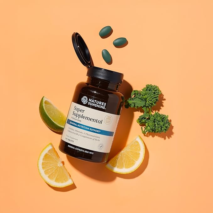 Nature's Sunshine Super Supplemental w/o Iron: Complete Multivitamin with Minerals Antioxidants &amp More for Overall Health Immune &amp Energy Support. 120 Tabs