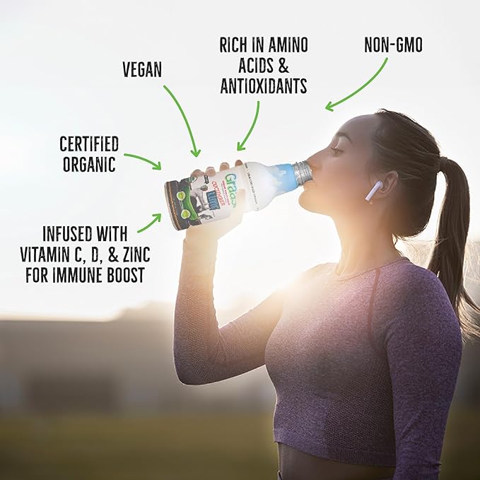Graasi Organic Barley Grass Water | Hydration Drink with Vitamin C D Zinc | USDA Organic Non-GMO Vegan | Low-Calorie Wellness Beverage | Lemongrass Ginger | 12 Pack (16 Fl Oz Bottles)