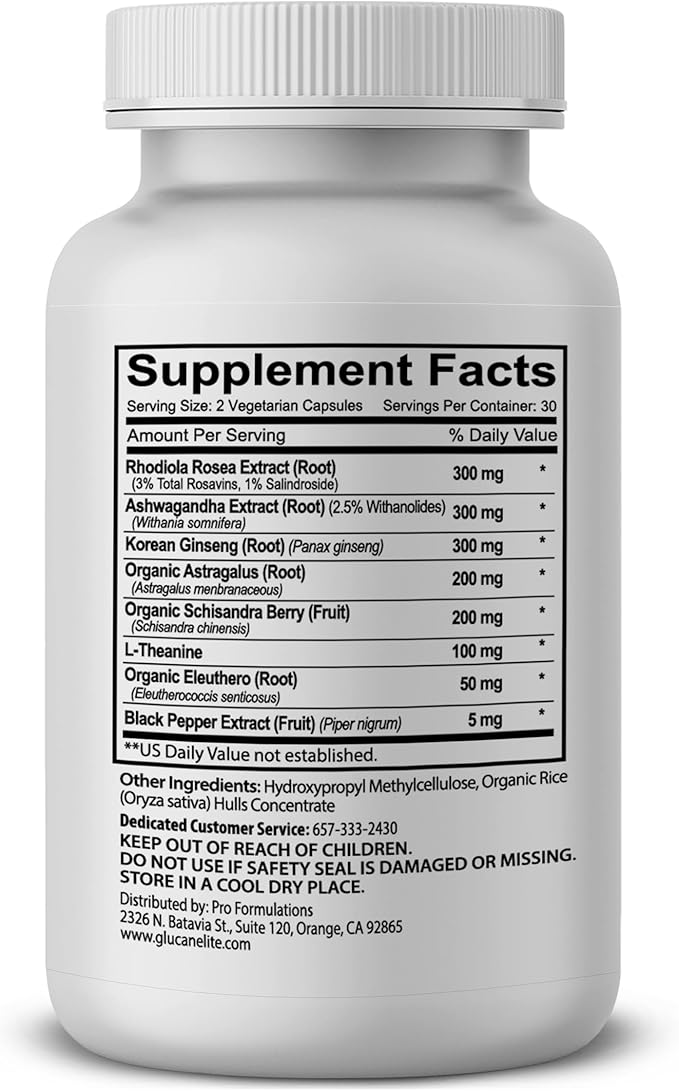 Pro Formulations MD Adaptogen Elite - Synergistic Blend - 60 vcaps - Balances Cortisol &amp Natural Energy - Enhanced with Rhodiola Ashwagandha Astragalus Schisandra Eleuthero L-Theanine