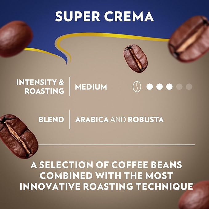 Lavazza Super Crema Whole Bean Coffee Medium Espresso Roast Arabica and Robusta Blend 2.2 lb Bag (Pack of 3)