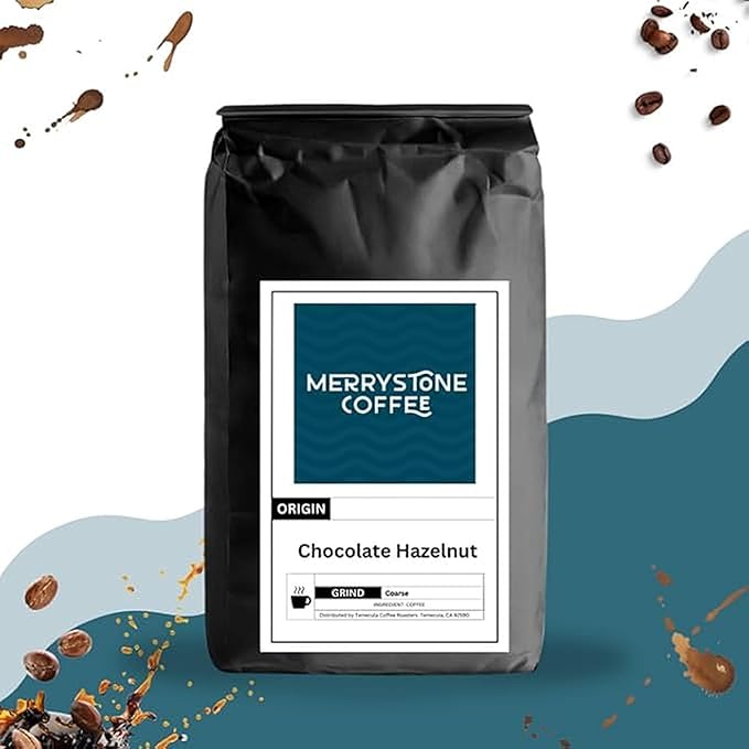 Merrystone Chocolate Hazelnut Coffee Roasted to Order Medium Roast 5 Lb Espresso Grind