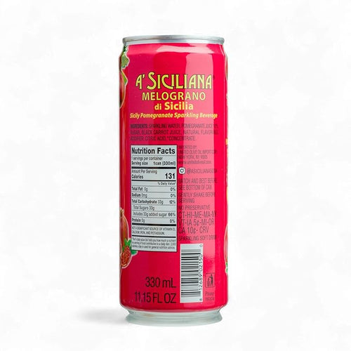 A' Siciliana Sicilian Drink Melograno - Refreshing and Delicious Italian Soda made with Sicilian Pomegranate - Authentic Imported Italian Beverage - Melograno Soda 24 Pack of 11.15 fl oz Cans