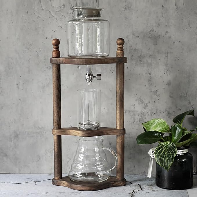 Coffee Cold Brew Drip Tower Ice Cold Brew Dripper with Adjustable Drip Speed Stainless Steel Valve 4~6 Servings Capacity and 3-4 Hour Cold Brew Drip 65% less Acidic for Coffee Shop