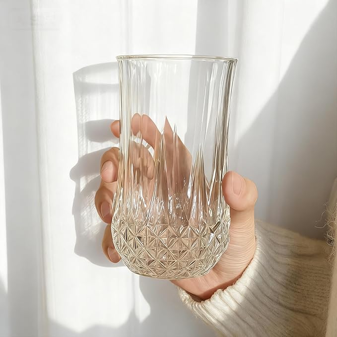 Ruckae Drinking Glasses Set of 811 oz and 7 oz Kitchen Water Glass Cups SetClear Curvature Glassware Dishwasher SafeMixed Drinkware for BeerJuiceCocktailWhiskeyMilk and Various Mixed Drinks