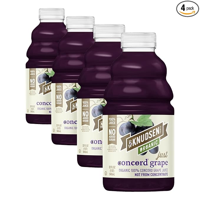 R.W. Knudsen Organic Just Concord Grape Juice 32 fl oz (Pack of 4)
