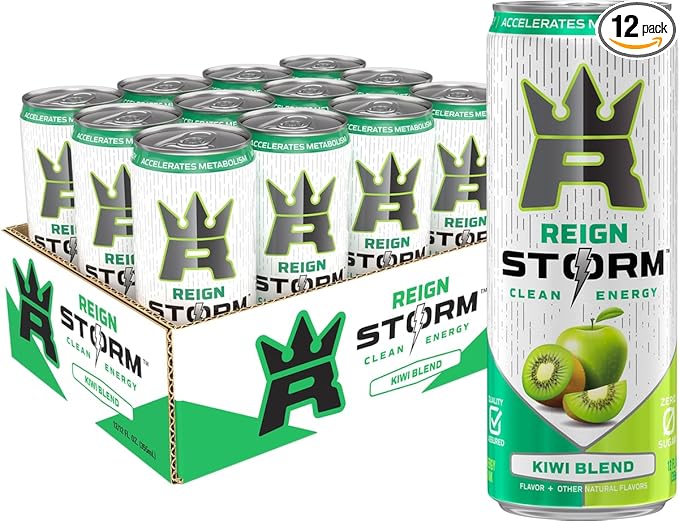 REIGN Storm Kiwi Blend Fitness &amp Wellness Energy Drink 12 Fl Oz | Pack of 12