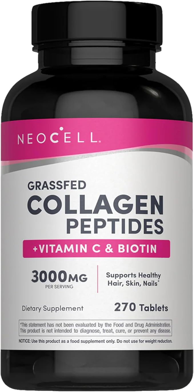 NeoCell Collagen Peptides Pills | 270 Caplets | with Vitamin C and Biotin | Grass Fed Bovine | Hair Skin &amp Nails | for Women and Men