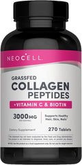 NeoCell Collagen Peptides Pills | 270 Caplets | with Vitamin C and Biotin | Grass Fed Bovine | Hair Skin &amp Nails | for Women and Men