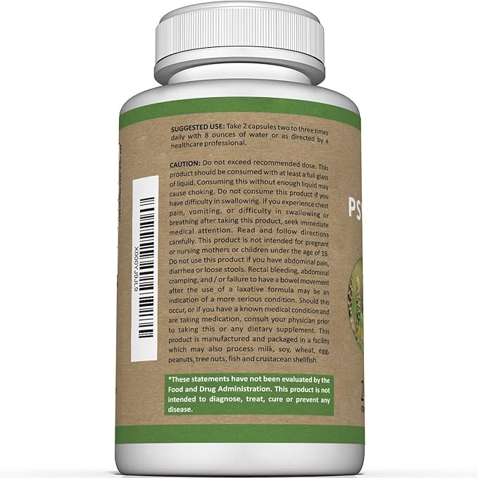 Premium Psyllium Husk Fiber Supplement 1450mg 240 Capsules