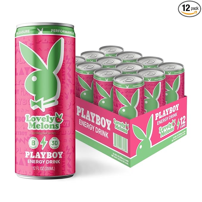 PLAYBOY Energy Drink – Lovely Melons (Watermelon) – 12 Pack of 12oz Cans | Performance + Pleasure Energy | NextGen Lifestyle Drink