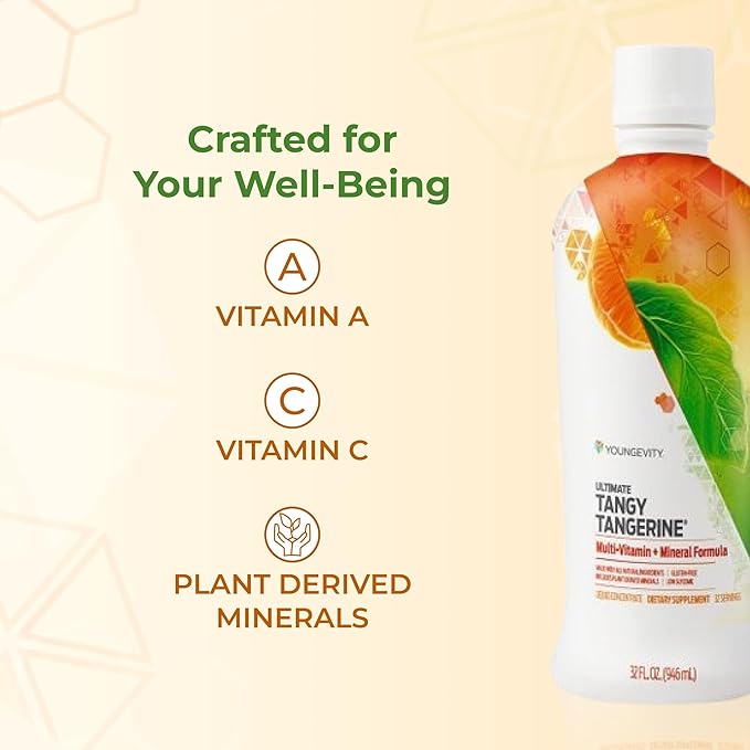 Youngevity Majestic Earth - Ultimate Tangy Tangerine® 32 FL Oz – Gluten-Free Liquid Multivitamins for Men Women &amp Daily Immune Support for Kids – Boost Complete Nutritional Drink for Health Ene