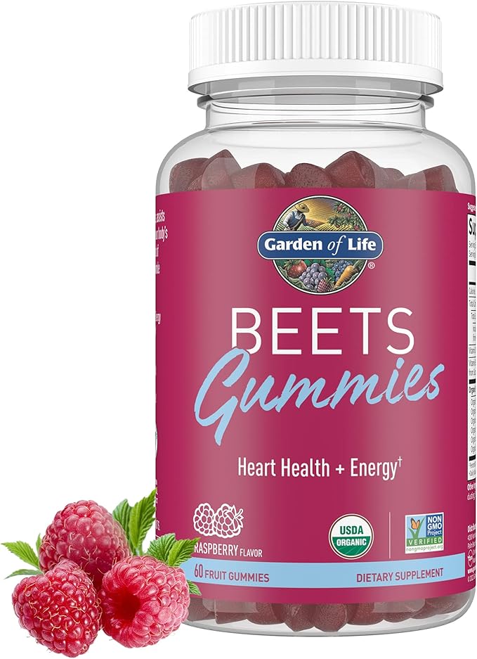Garden of Life Organic Beet Root Gummies Made from Pectin with Antioxidants Vitamin C Vitamin D &amp B12 for Heart Health &amp Energy – BEETS Gummies – Vegan Gluten Free Non GMO Raspberry 30 S