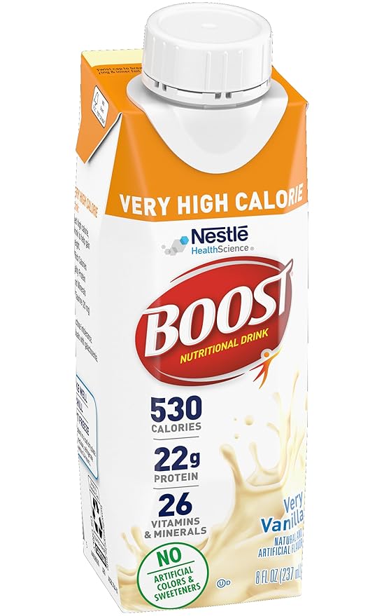 Boost Very High Calorie Nutritional Drink Variety Pack 16 Vanilla 16 Strawberry 16 Chocolate Variety Pack (Pack of 48)