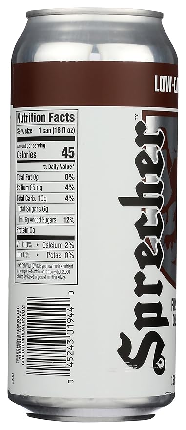 Sprecher Low-Cal Root Beer Soda Kosher Gluten Free 16 Fluid Ounce (Pack of 12)